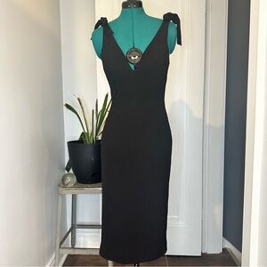 Dress The Population Lita Dress Sleeveless Tie Shoulder Sheath Black small